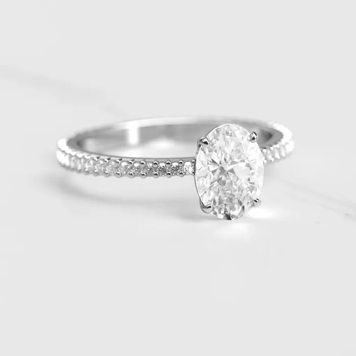 Oval Full Pave Tapered Diamond Ring Capucinne Rings