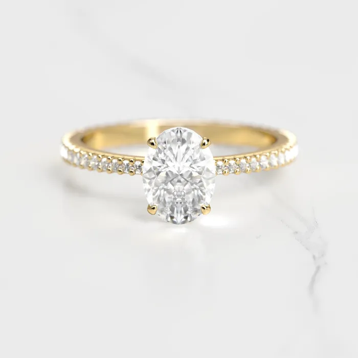 Oval Full Pave Tapered Diamond Ring Capucinne Rings