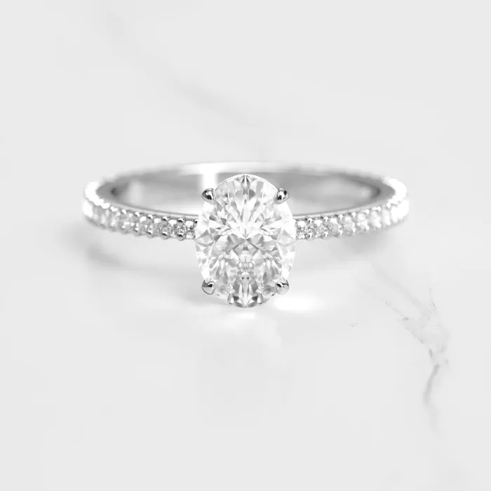 Oval Full Pave Tapered Diamond Ring Capucinne Rings