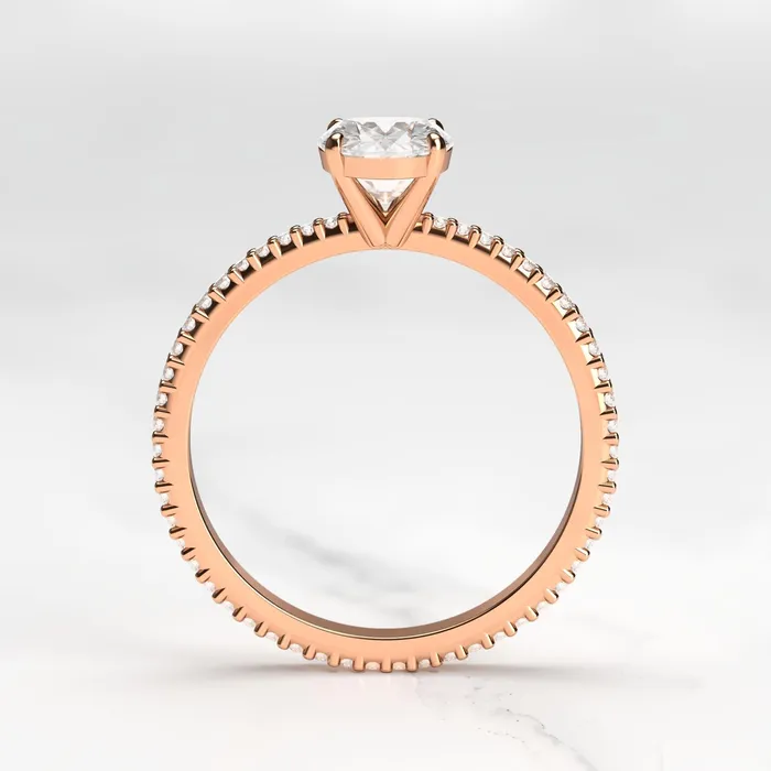Oval Full Pave Tapered Diamond Ring Capucinne Rings
