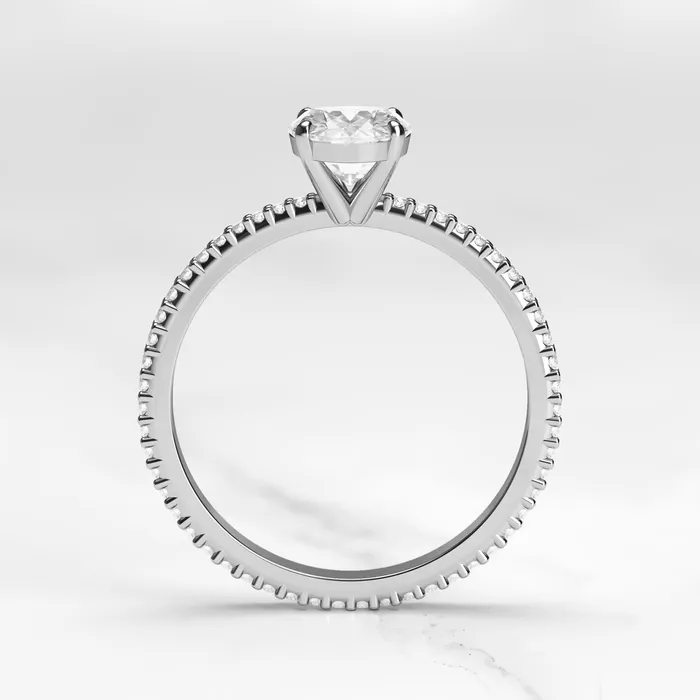 Oval Full Pave Tapered Diamond Ring Capucinne Rings