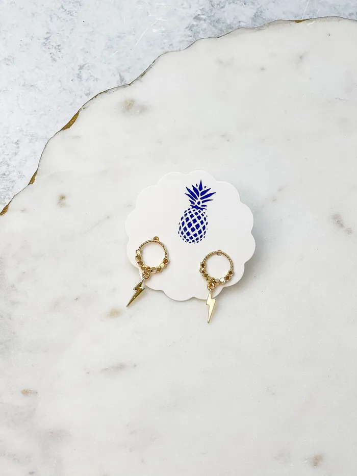 Prep Obsessed CNC Earrings Lightning Bolt Drop Earrings Gold