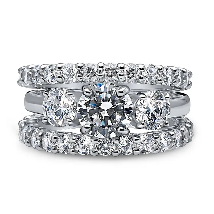 Rings 3Stone 125ct CZ Ring Set in Sterling Silver BERRICLE