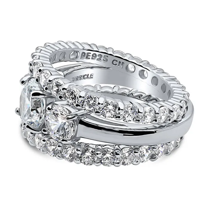 Rings 3Stone 125ct CZ Ring Set in Sterling Silver BERRICLE