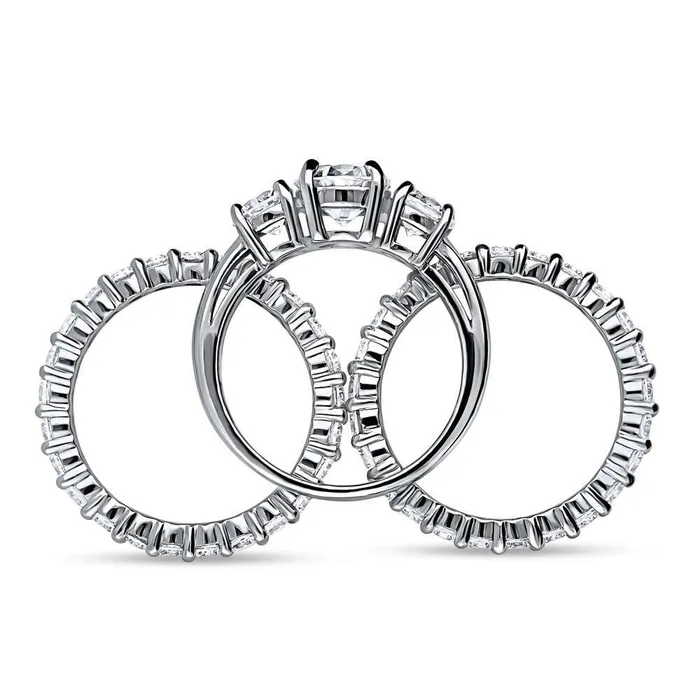 Rings 3Stone 125ct CZ Ring Set in Sterling Silver BERRICLE