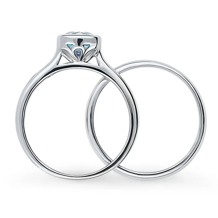 Rings BERRICLE Solitaire Kaleidoscope Purple Aqua CZ Ring Set in Sterling Silver