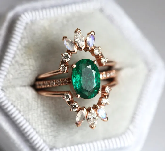 Rings Stella Oval Emerald Ring Capucinne
