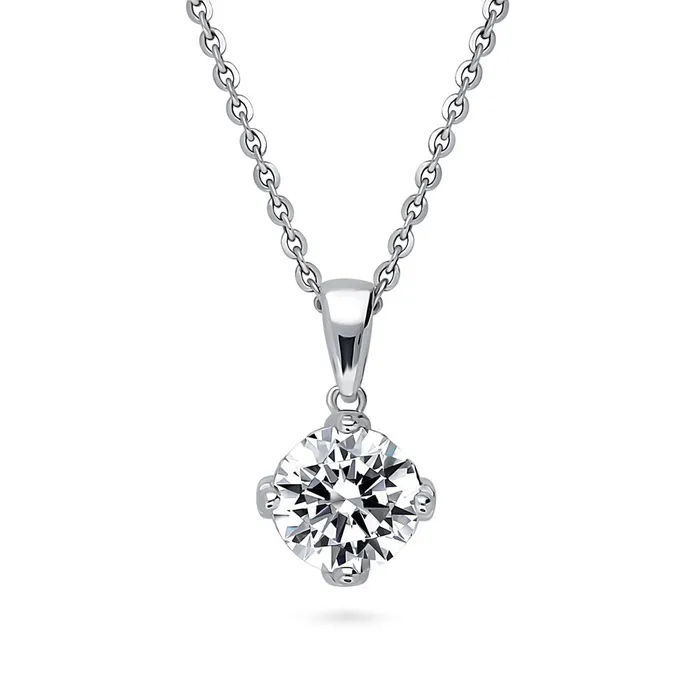 Solitaire 2ct CZ Necklace in Sterling Silver BERRICLE Necklaces