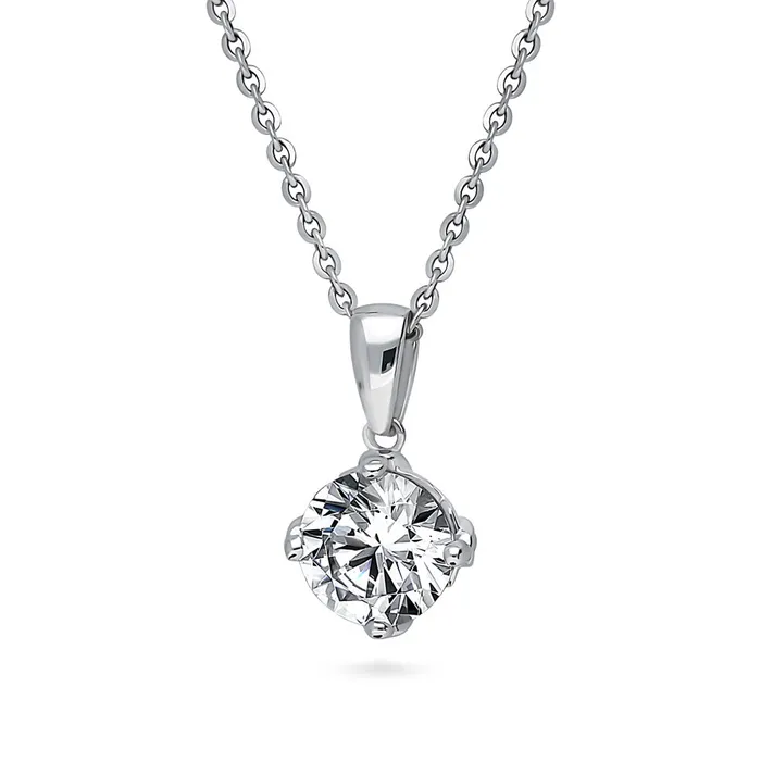 Solitaire 2ct CZ Necklace in Sterling Silver BERRICLE Necklaces