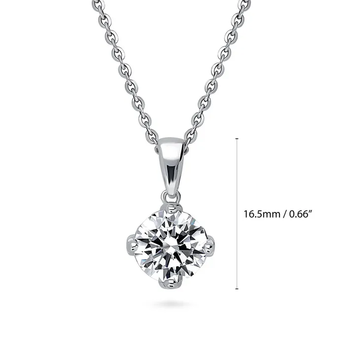 Solitaire 2ct CZ Necklace in Sterling Silver BERRICLE Necklaces