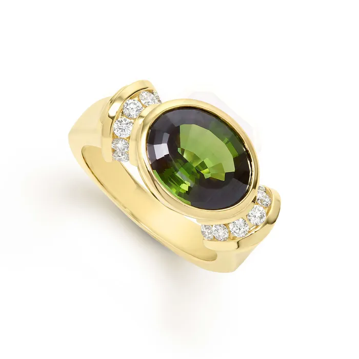 Studio 18K Gold Green Tourmaline and Diamond Ring LAGOS Rings