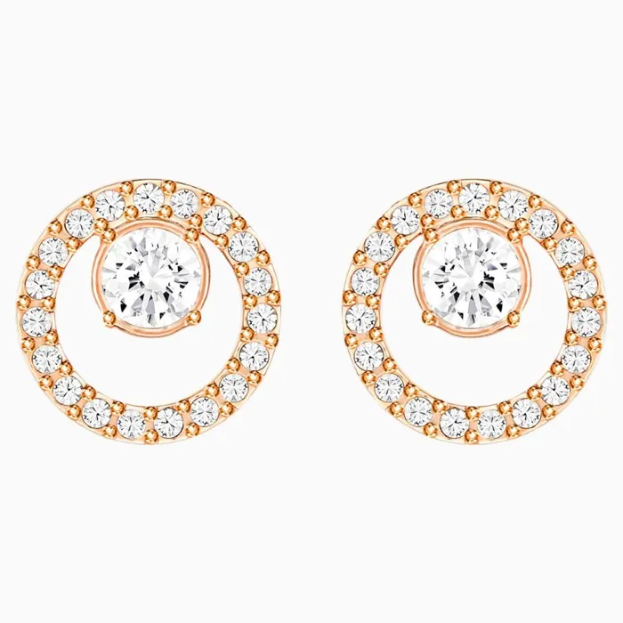 Swarovski Creativity Circle Pierced Earrings White RoseGold Tone Plated Swarovski Earrings