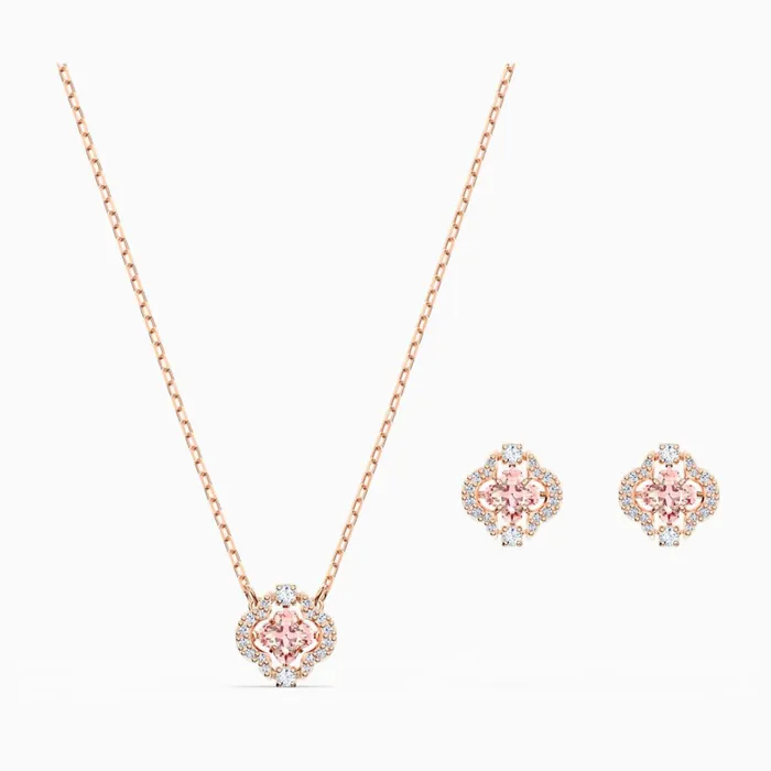 Swarovski Earrings Swarovski Sparkling Necklace And Earring Set Pink