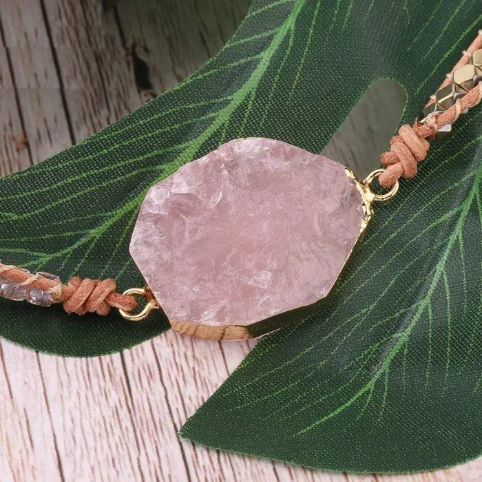 wickedafstore Bracelets Rose Quartz Wrap Bracelet