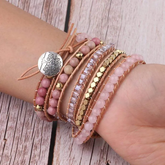 wickedafstore Bracelets Rose Quartz Wrap Bracelet