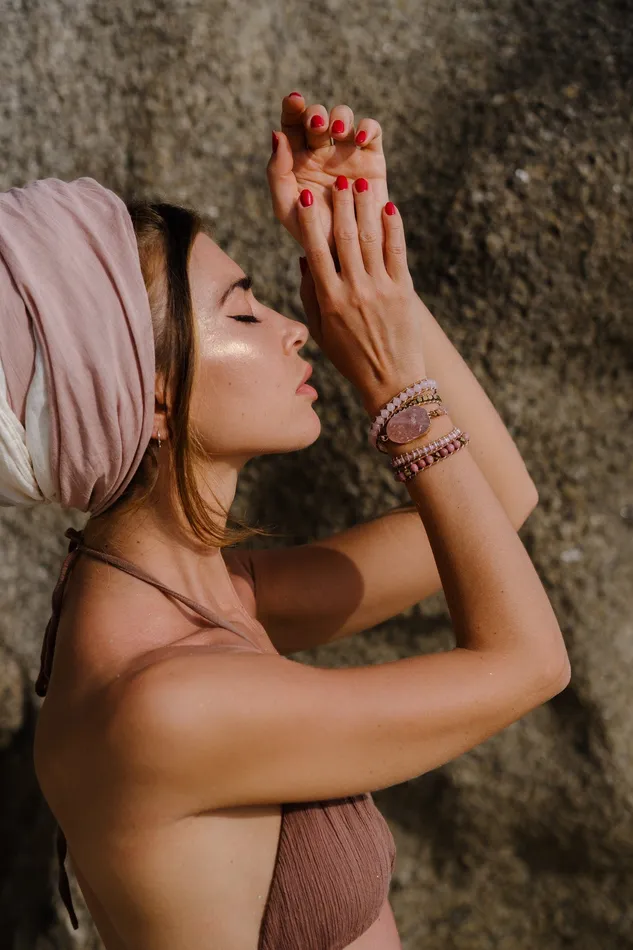 wickedafstore Bracelets Rose Quartz Wrap Bracelet