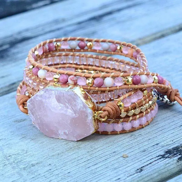 wickedafstore Bracelets Rose Quartz Wrap Bracelet