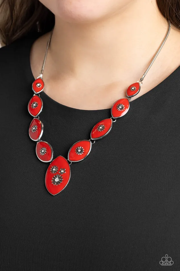 All Eyes On U Jewelry Paparazzi Accessories Necklaces Pressed Flowers Red Paparazzi Necklace