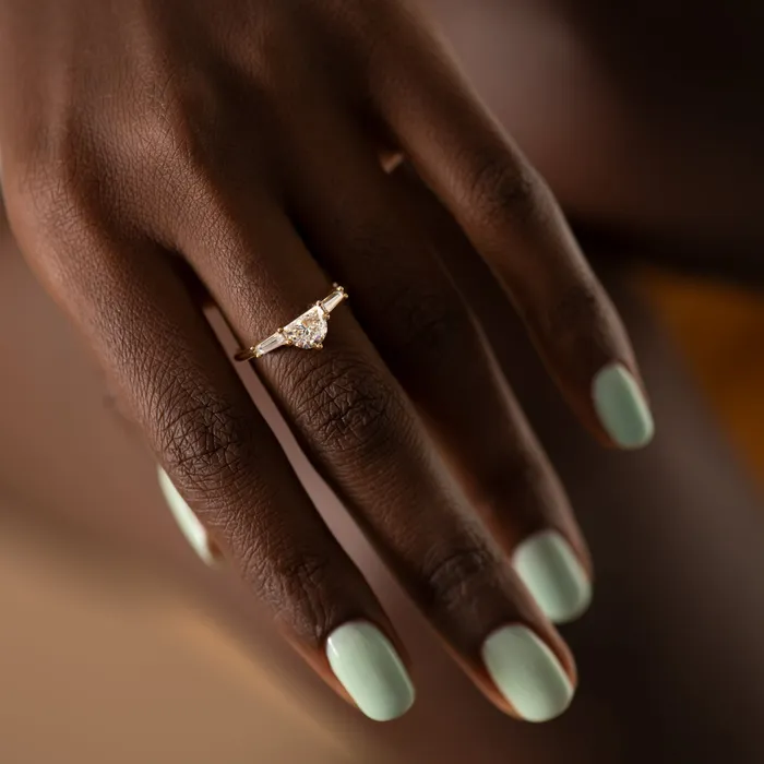 ARTEMER Rings Half Moon Diamond Ring with Tapered Baguette Beams ARTEMER Rings Half Moon Diamond Ring with Tapered Baguette Beams