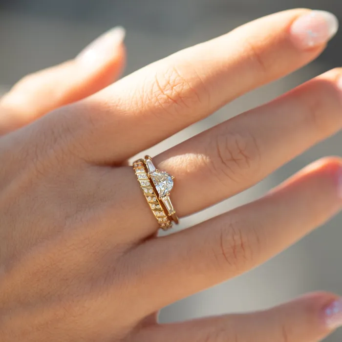 ARTEMER Rings Half Moon Diamond Ring with Tapered Baguette Beams ARTEMER Rings Half Moon Diamond Ring with Tapered Baguette Beams