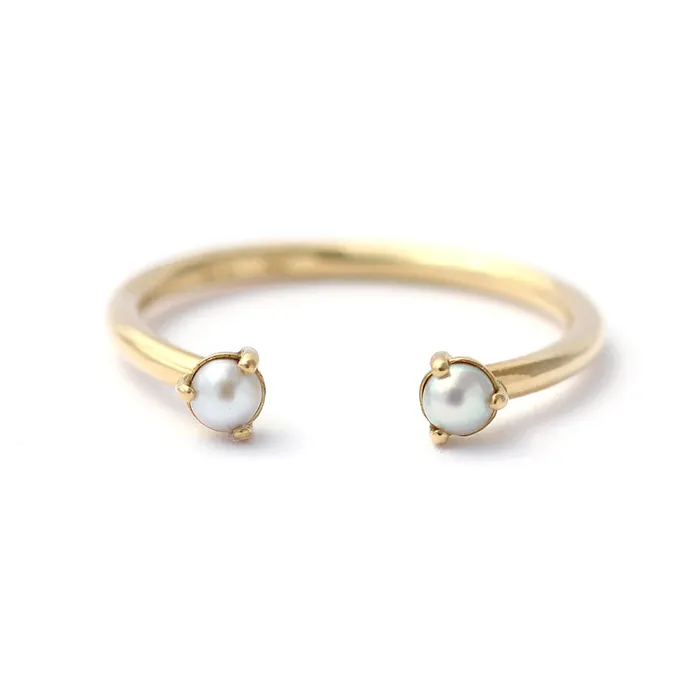 ARTEMER Rings Pearl Wedding Ring Open Wedding Ring Seed Pearl Ring