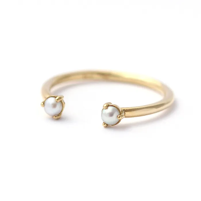 ARTEMER Rings Pearl Wedding Ring Open Wedding Ring Seed Pearl Ring