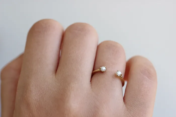 ARTEMER Rings Pearl Wedding Ring Open Wedding Ring Seed Pearl Ring