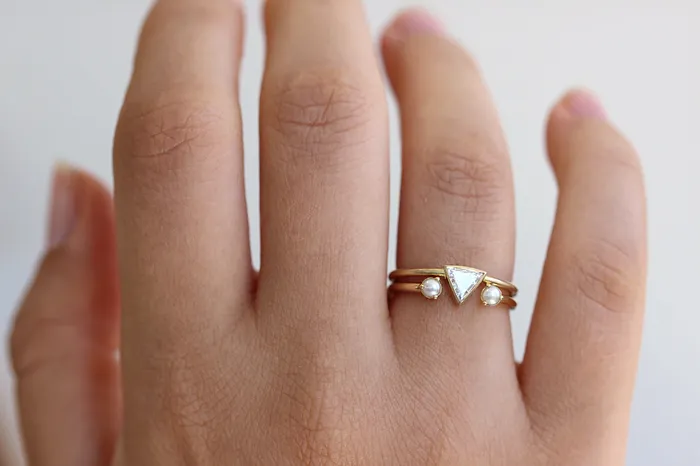 ARTEMER Rings Pearl Wedding Ring Open Wedding Ring Seed Pearl Ring