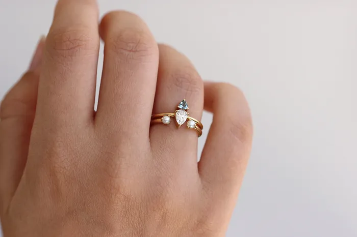 ARTEMER Rings Pearl Wedding Ring Open Wedding Ring Seed Pearl Ring
