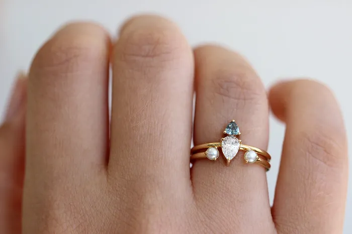 ARTEMER Rings Pearl Wedding Ring Open Wedding Ring Seed Pearl Ring