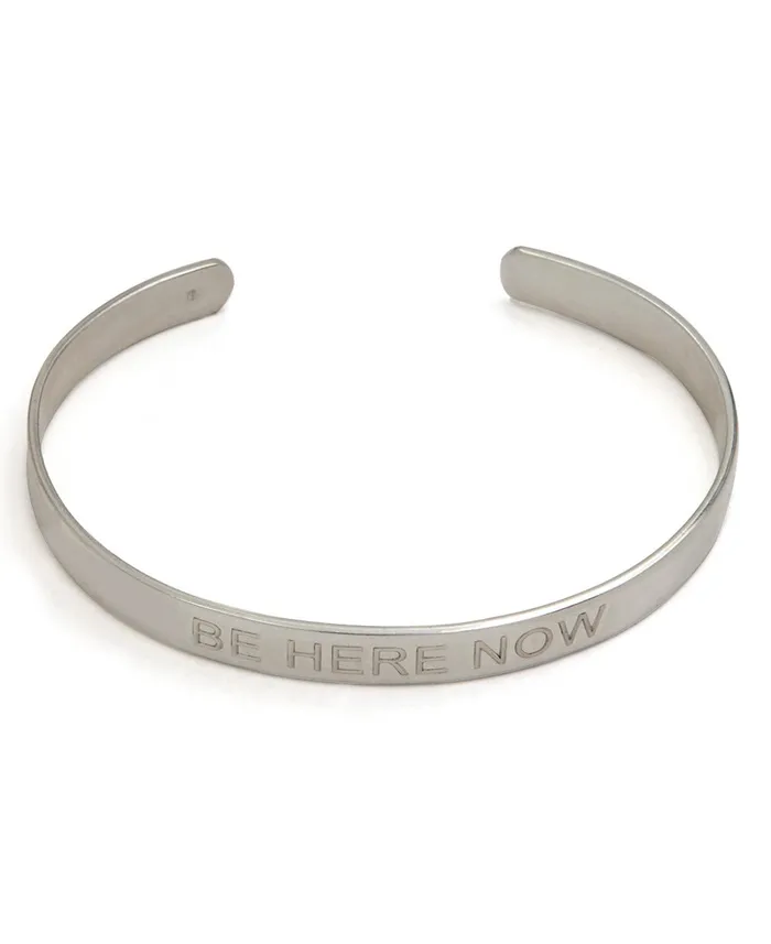 Be Here Now Embossed Sterling Cuff Bracelet Buddha Groove Bracelets