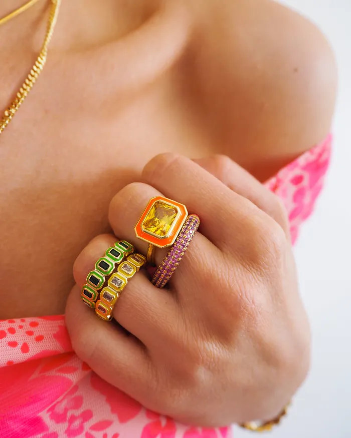 Bezel Ballier Ring Bright Green Gold Luv Aj Rings Bezel Ballier Ring Bright Green Gold Luv Aj Rings