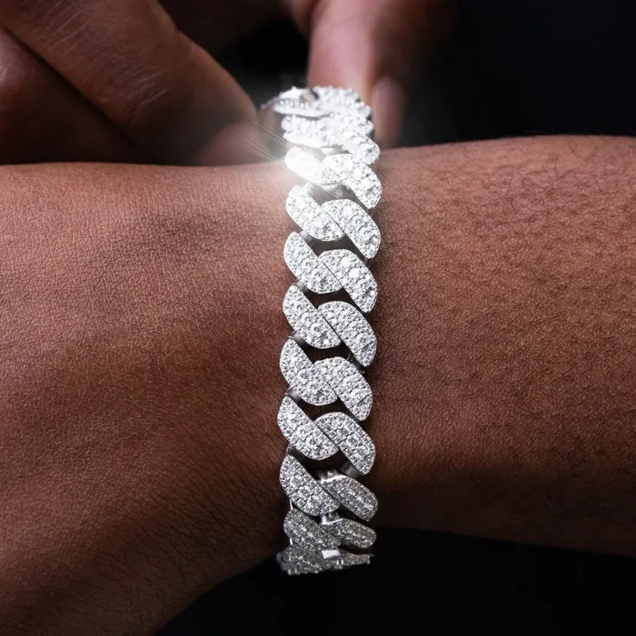 Bracelets SpicyIce 15MM 3D Moissanite Cuban Link Bracelet