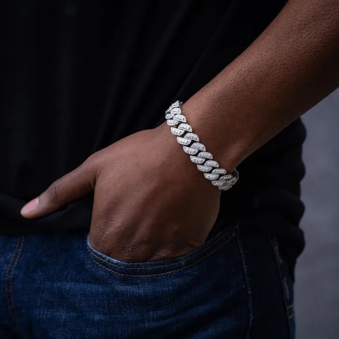 Bracelets SpicyIce 15MM 3D Moissanite Cuban Link Bracelet