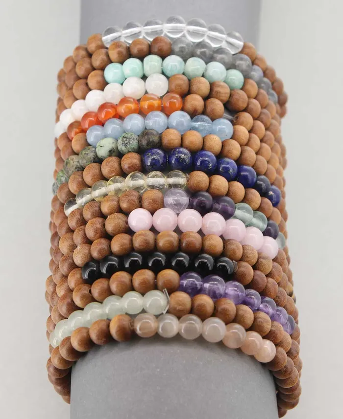 Buddha Groove Bracelets Gemstone and Sandalwood Mala Beaded Bracelet