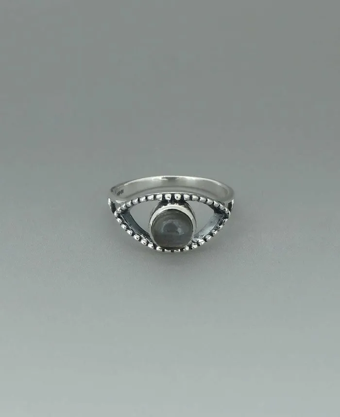 Buddha Groove Rings Sterling Silver Labradorite Evil Eye Insight Ring