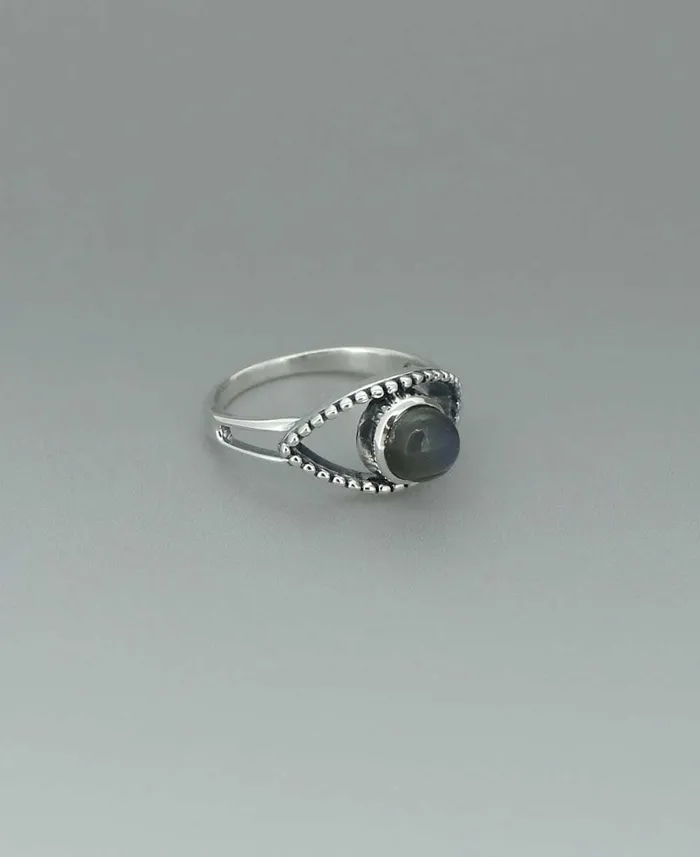Buddha Groove Rings Sterling Silver Labradorite Evil Eye Insight Ring