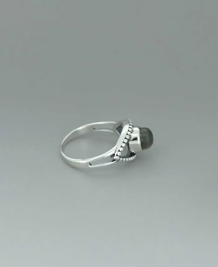Buddha Groove Rings Sterling Silver Labradorite Evil Eye Insight Ring