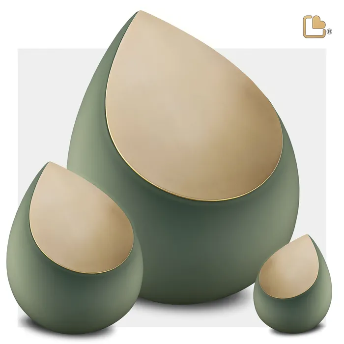 Drop Standard Adult Urn Sage Green Brushed Gold LoveUrns Earrings