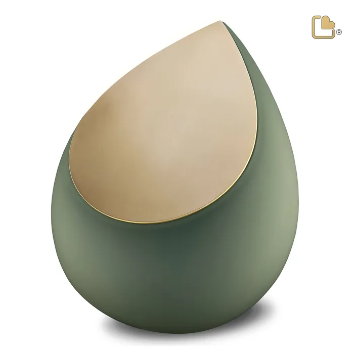 Drop Standard Adult Urn Sage Green Brushed Gold LoveUrns Earrings