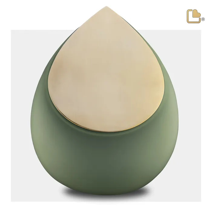 Drop Standard Adult Urn Sage Green Brushed Gold LoveUrns Earrings