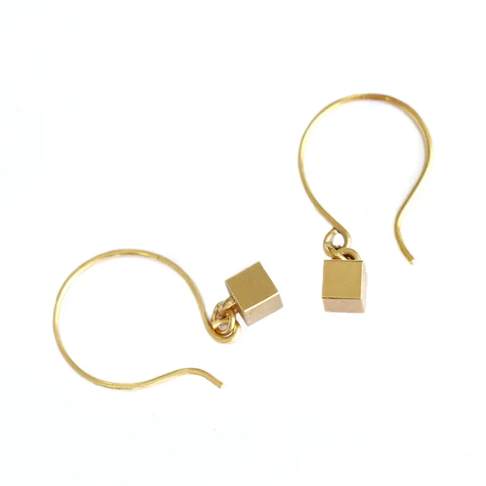 Earrings ARTEMER Tiny Cube Gold Earrings Geometric Ear Piece