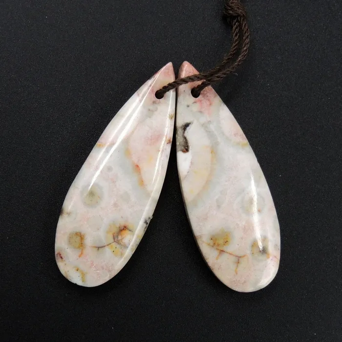 Earrings Intrinsic Trading Natural Galaxy Jasper Earring Pair Teardrop Cabochon Cab Pair Drilled Matched Earrings Bead Pair Natural Stone E2728