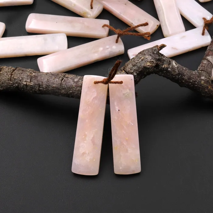 Earrings Intrinsic Trading Natural Peruvian Peach Pink Opal Earring Pair Rectangle Drilled Matched Gemstone Beads Earrings Intrinsic Trading Natural Peruvian Peach Pink Opal Earring Pair Rectangle Drilled Matched Gemstone Beads