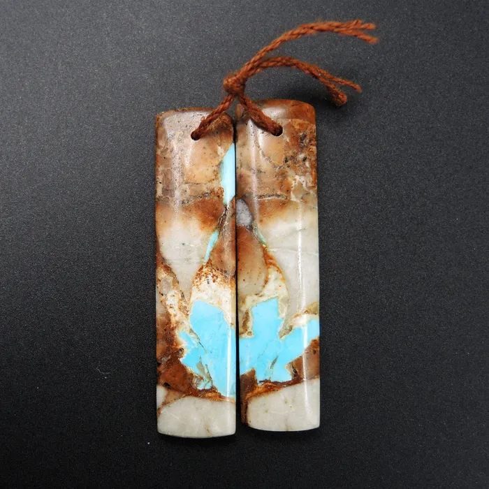 Earrings Intrinsic Trading Natural Turquoise From Royston Nevada Cabochon Cab Pair Drilled Matched Earrings Bead Pair E1733