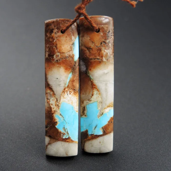 Earrings Intrinsic Trading Natural Turquoise From Royston Nevada Cabochon Cab Pair Drilled Matched Earrings Bead Pair E1733
