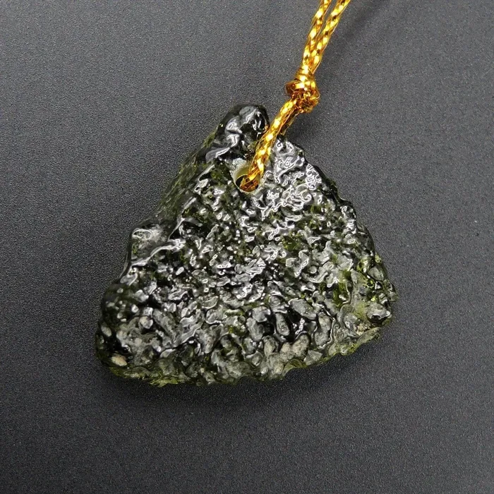 Genuine Moldavite Pendant Drilled Real Natural Green Moldavite Green Tektite Form Pendant P1348 Intrinsic Trading Necklaces