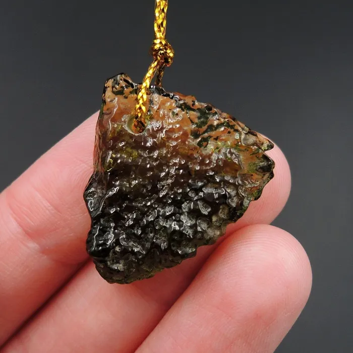 Genuine Moldavite Pendant Drilled Real Natural Green Moldavite Green Tektite Form Pendant P1348 Intrinsic Trading Necklaces