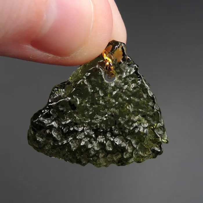 Genuine Moldavite Pendant Drilled Real Natural Green Moldavite Green Tektite Form Pendant P1348 Intrinsic Trading Necklaces