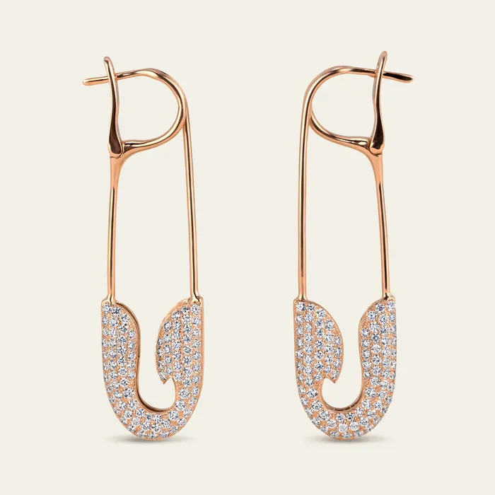 Hand crafted in 18k rose gold and set with 350 highquality round brilliant cut diamonds Securus Diamond Earrings Earrings Hand crafted in 18k rose gold and set with 350 highquality round brilliant cut diamonds Securus Diamond Earrings Earrings